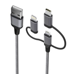 Cabo MultiCable 3 em 1 – Lightning (MFi) Micro-USB | USB-C com 1,5 metro